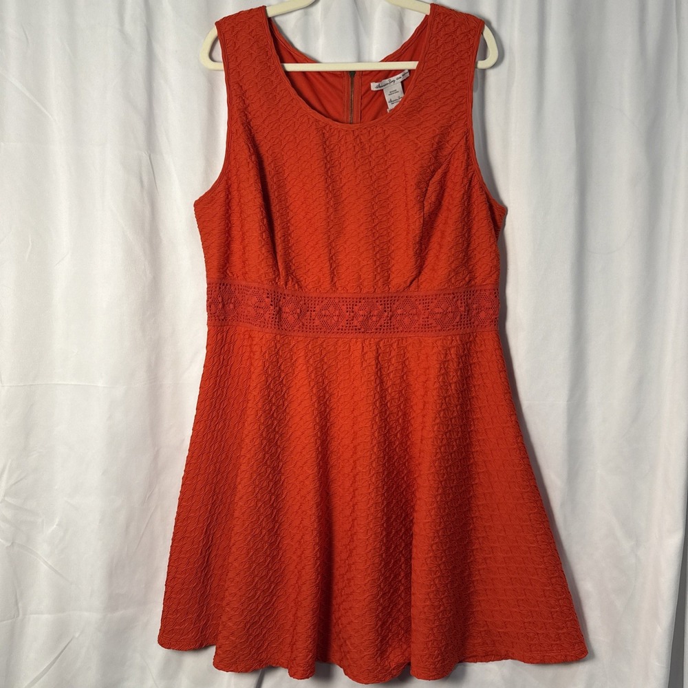 American Rag Cie Blue Sleeveless Dress Textured Crochet Waist Women's 2XL